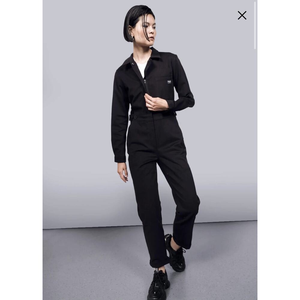Wildfang The Essential Long Sleeve High Waisted Coverall Jumpsuit Black Size XS